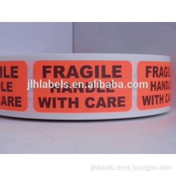 1X2 red fluorescent FRAGILE HANDLE WITH CARE STICKERS 1000 labels/roll